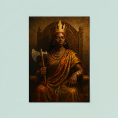 Queen Nzinga with diplomatic axe and throne poster 8