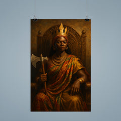 Queen Nzinga with diplomatic axe and throne poster 9