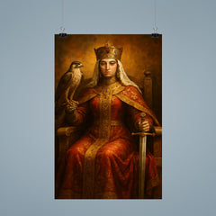 Queen Tamar of Georgia enthroned with falcon and sword poster 9