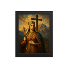 Queen Tamar of Georgia under mountain cross framed print on a plain backdrop in size 8"x10".