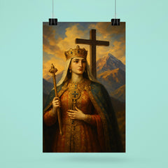 Queen Tamar of Georgia under mountain cross poster 6