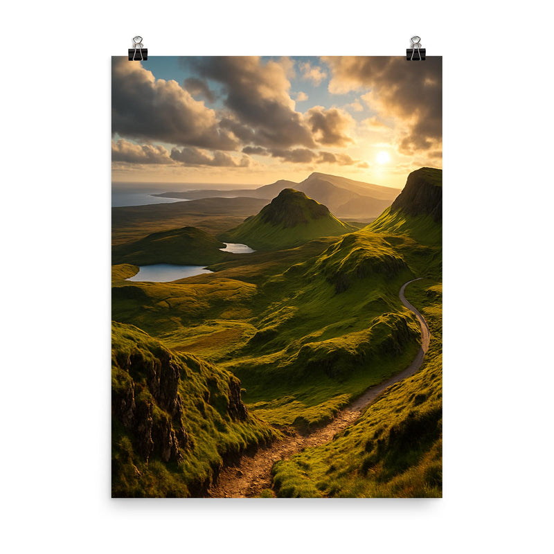 Quiraing Isle of Skye Scotland poster on a plain backdrop in size 8
