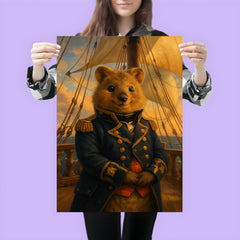 Quokka admiral in naval coat on quarterdeck poster 3