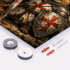 Quokka knight in battered crusader surcoat metal print mockup