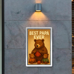 Quote 'best papa ever' Grandpa bear knitting tiny sweaters for cubs Funny father's day Poster poster 2