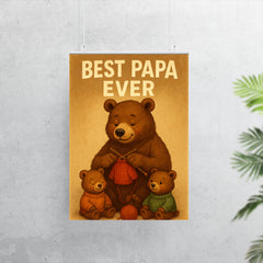 Quote 'best papa ever' Grandpa bear knitting tiny sweaters for cubs Funny father's day Poster poster 7