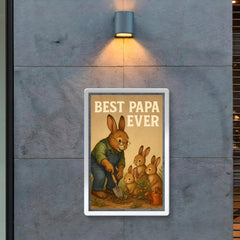 Quote 'best papa ever' Grandpa rabbit teaching baby rabbits to garden Funny father's day Poster poster 2