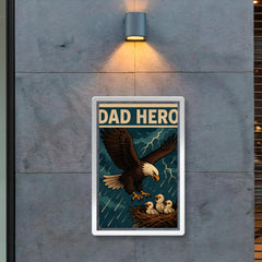 Quote 'dad hero' Eagle swooping down to save baby eagles from a storm Funny father's day Poster poster 2