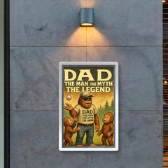 Quote 'dad the man the myth the legend' Sasquatch in dad outfit teaching young sasquatches to play catch Funny father's day Poster poster 2