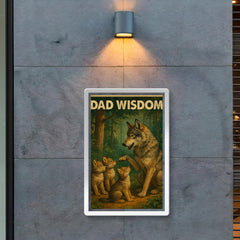 Quote 'dad wisdom' Gray wolf teaching young wolves about the forest Funny father's day Poster poster 2