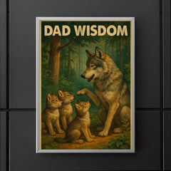 Quote 'dad wisdom' Gray wolf teaching young wolves about the forest Funny father's day Poster poster 5
