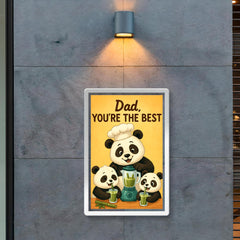 Quote 'dad you're the best' Panda in chef's hat making bamboo smoothies for cubs Funny father's day Poster poster 2