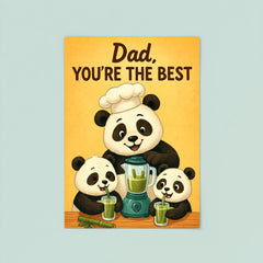 Quote 'dad you're the best' Panda in chef's hat making bamboo smoothies for cubs Funny father's day Poster poster 8