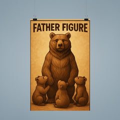Quote 'father figure' Carved wooden bear with cubs gathered around in reverence Funny father's day Poster poster 9