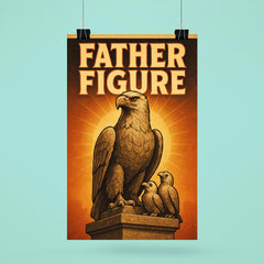 Quote 'father figure' Monument of noble eagle with baby eagles perched proudly nearby Funny father's day Poster poster 6