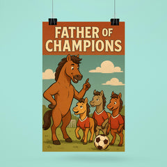Quote 'father of champions' Stallion coaching little horses in soccer Funny father's day Poster png poster 6