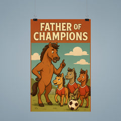 Quote 'father of champions' Stallion coaching little horses in soccer Funny father's day Poster png poster 9