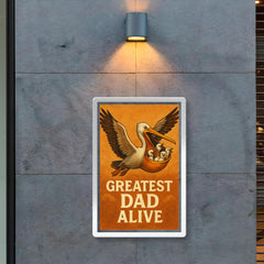 Quote 'greatest dad alive' Pelican flying with baby pelicans safely in his pouch Funny father's day Poster poster 2