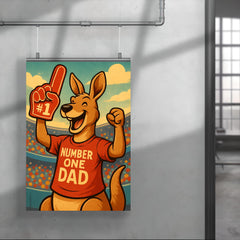 Quote 'number one dad' Kangaroo with a foam finger while cheering at a sports game Funny father's day Poster poster 4