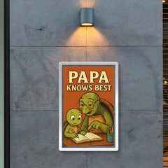 Quote 'papa knows best' Wise old turtle wearing glasses while helping with homework Funny father's day Poster poster 2