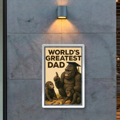 Quote 'world's greatest dad' Gorilla in graduation cap teaching baby gorillas to count Funny father's day Poster poster 2