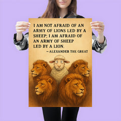 quote army of lions led by sheep afraid of army of sheep led by lion poster 3