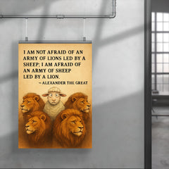 quote army of lions led by sheep afraid of army of sheep led by lion poster 4