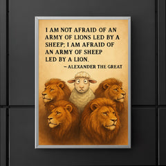 quote army of lions led by sheep afraid of army of sheep led by lion poster 5