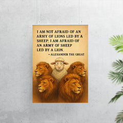 quote army of lions led by sheep afraid of army of sheep led by lion poster 7