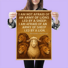 quote army of lions led by sheep afraid of sheep led by lion alexander poster 3
