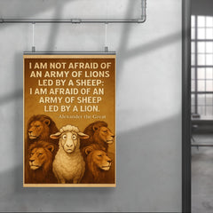 quote army of lions led by sheep afraid of sheep led by lion alexander poster 4
