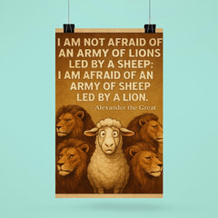 quote army of lions led by sheep afraid of sheep led by lion alexander poster 6