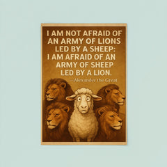 quote army of lions led by sheep afraid of sheep led by lion alexander poster 8