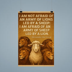 quote army of lions led by sheep afraid of sheep led by lion alexander poster 9