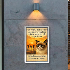 quote every minute angry lose happiness ralph waldo emerson grumpy poster 2