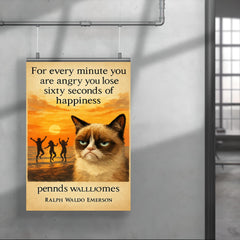quote every minute angry lose happiness ralph waldo emerson grumpy poster 4