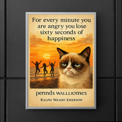 quote every minute angry lose happiness ralph waldo emerson grumpy poster 5
