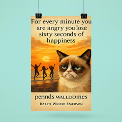 quote every minute angry lose happiness ralph waldo emerson grumpy poster 6