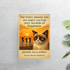 quote every minute angry lose happiness ralph waldo emerson grumpy poster 7