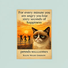 quote every minute angry lose happiness ralph waldo emerson grumpy poster 8