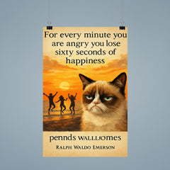 quote every minute angry lose happiness ralph waldo emerson grumpy poster 9