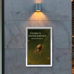Quote Genius is eternal patience Michelangelo Spider weaving perfect web inspiring poster_2 poster 2