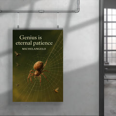 Quote Genius is eternal patience Michelangelo Spider weaving perfect web inspiring poster_2 poster 4