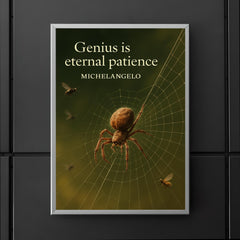 Quote Genius is eternal patience Michelangelo Spider weaving perfect web inspiring poster_2 poster 5