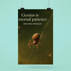 Quote Genius is eternal patience Michelangelo Spider weaving perfect web inspiring poster_2 poster 6