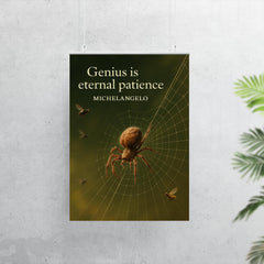 Quote Genius is eternal patience Michelangelo Spider weaving perfect web inspiring poster_2 poster 7