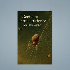 Quote Genius is eternal patience Michelangelo Spider weaving perfect web inspiring poster_2 poster 9