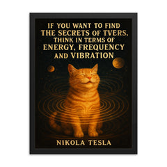 quote secrets of universe energy frequency vibration framed print on a plain backdrop in size 18"x24".