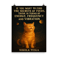 quote secrets of universe energy frequency vibration poster on a plain backdrop in size 8"x10".