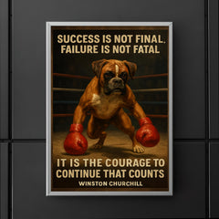 Quote Success Not Final Failure Not Fatal Courage to Continue Winston Churchill Boxer Dog Bounce poster 5